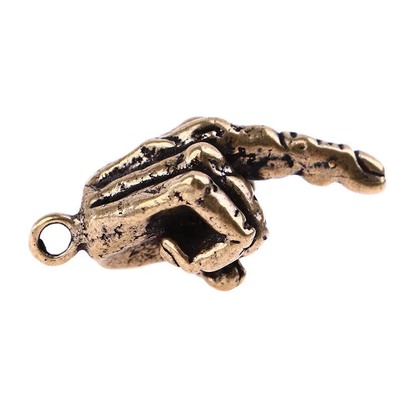 Metal Brass Raised Middle Finger Up Shape Keychain Pendant Jewelry Key Chain