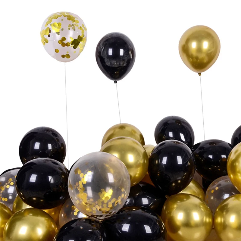 Palloncini ABFI in oro bianco e nero da 100 pezzi con palloncini coriandoli in oro metallizzato e nero da 12 pollici per la cerimonia di classe di laurea