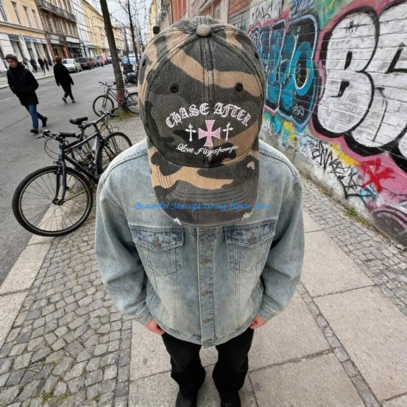 E56A Cool Camouflaged Snapbacks Hat Breathable Cotton Polyester Baseball Cap For Adult