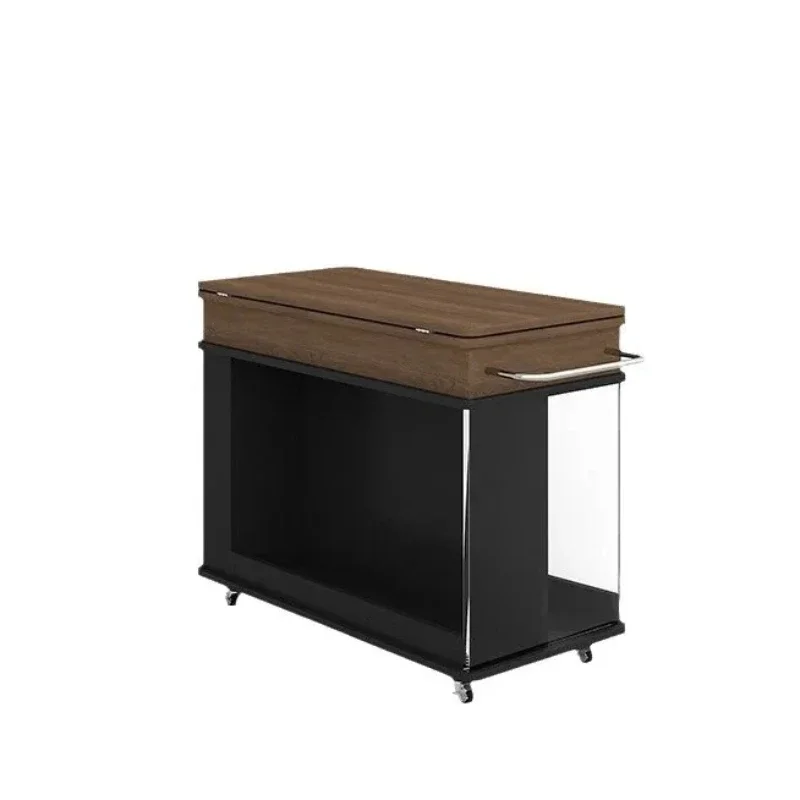 

Mobile coffee table, solid wood household trolley, foldable multi-functional French sofa side table