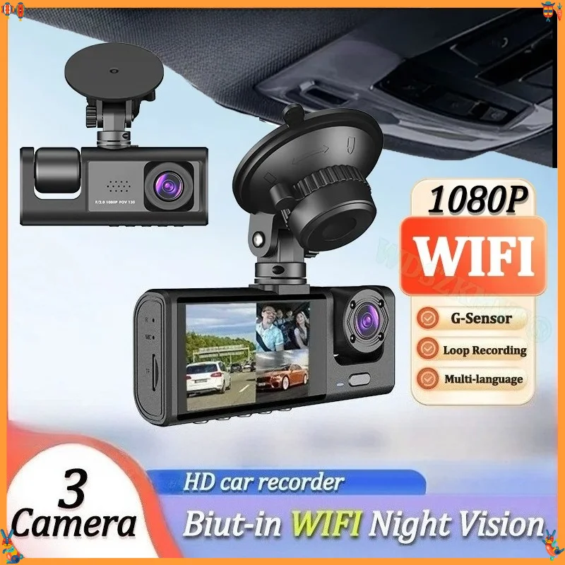 

WIFI APP Control Car Dvr 2/3 Channel 1080P Dash Cam for Cars Front optional Rear View Recorder Video Car Camera Car Assecories