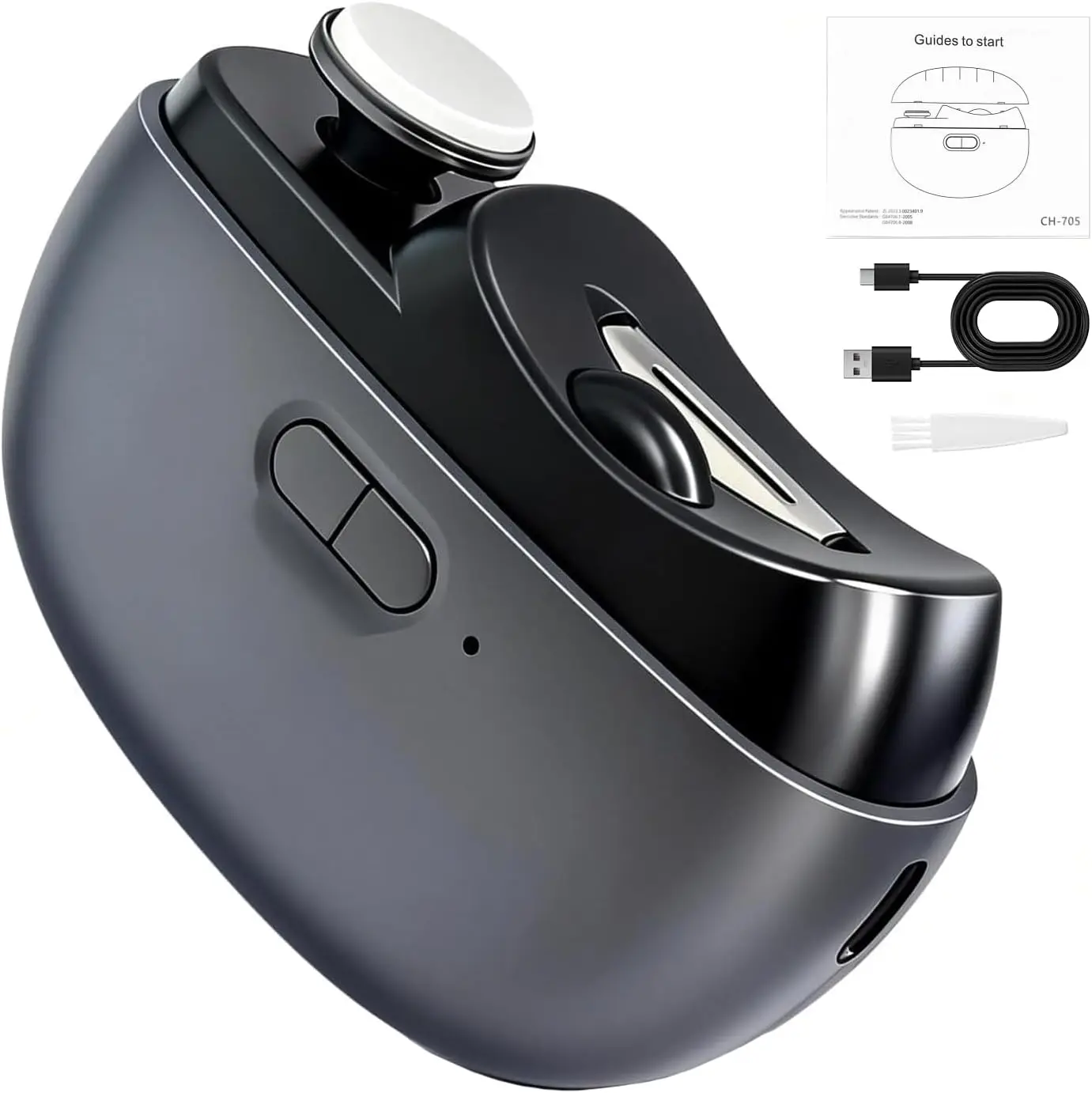 

3-in-1 Smart Electric Nail Clipper with 2 Speeds, LED Light & Chip Box for Kids & Elderly (Gray)