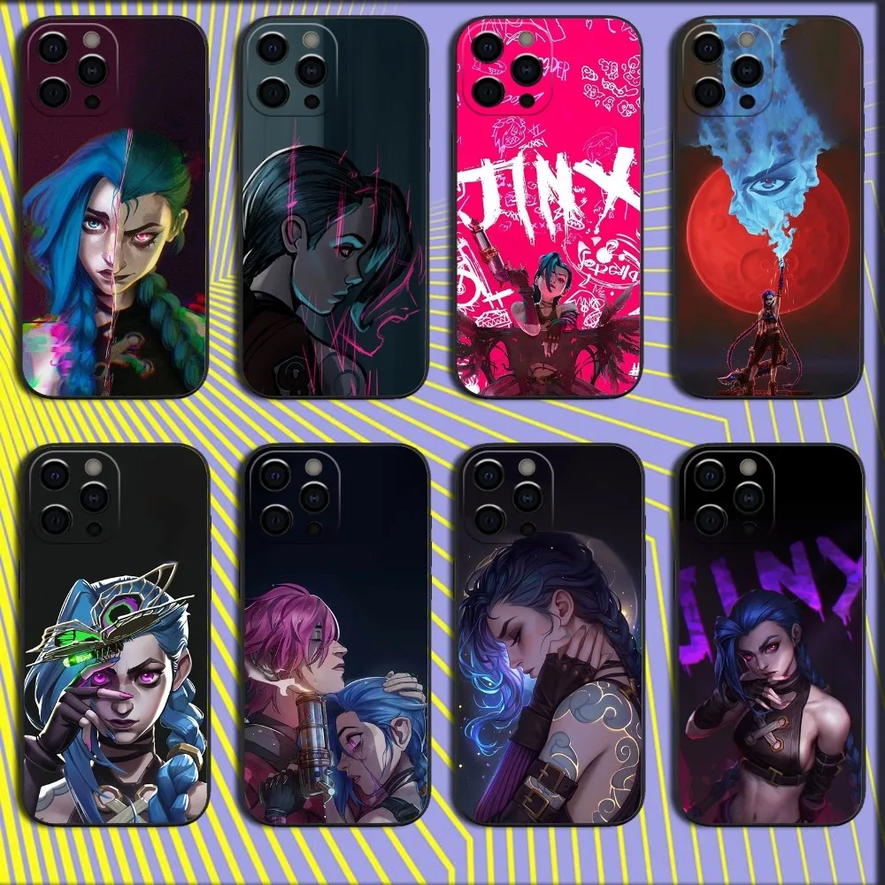 

Anime Arcane J-Jinx L-LOL Phone Case For iPhone 16,15,14,13,12,11,Pro,X,XS,Max,XR,Plus,Mini Soft Black Cover