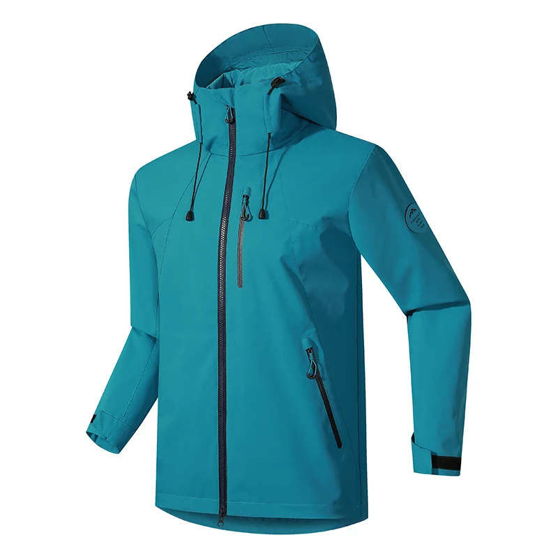 Spring Autumn Outdoor Hard Shell Jacket Men Women Windproof Water Resistant Hooded Windbreaker Adjustable Cuffs Mountain Climbin