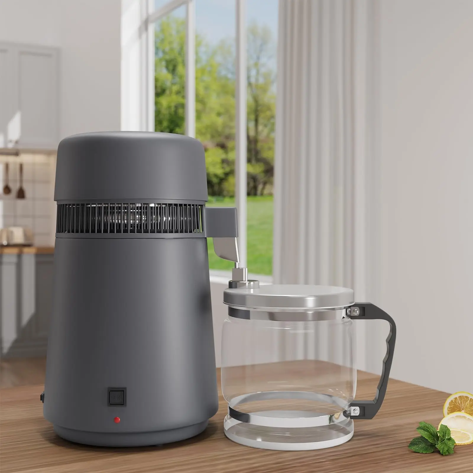 4L Countertop Water Distiller 110V 750W With Glass Pitcher, Stainless Steel Distilled Water Maker For Home Humidifier Use
