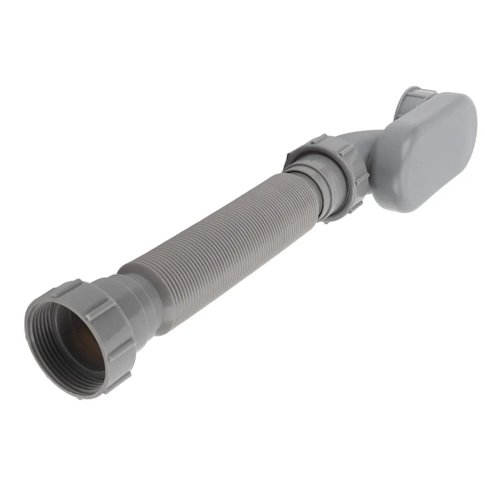 1 1/2 Inch Bathtub Drain Pipe Low Profile Flexible Drain Pipe Flat P Trap Grey Bath Drain Assembly Shower Drain Replacement