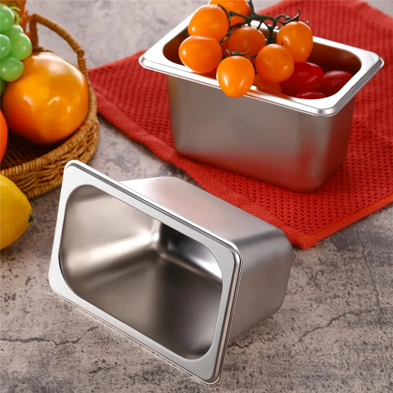 1/9 Size 4 Inch Deep Hotel Pans Anti Clogging Stainless Steel Steam Table Pans Commercial Metal Food Catering Trays