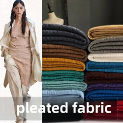 Micro Elastic Knitted Pleated Fabric By The Meter for Clothes Decoration Sewing High-grade Plain Designer Cloth Breathable Droop