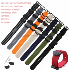 16mm Nylon Loop Strap for Casio GA100 GA200 GLX5600 G5600e DW5600/5610 DW6900 G8900 GLS100 Canvas Wrist Band Bracelet Adapter