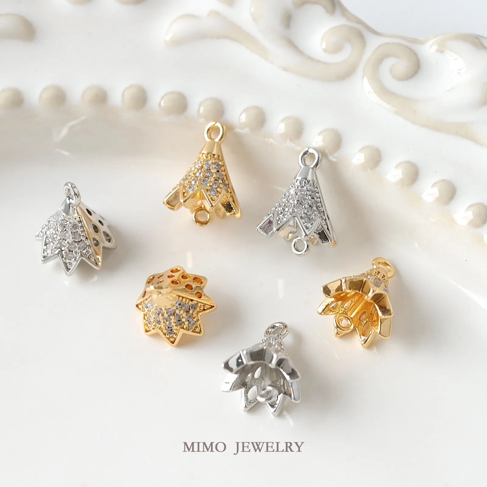 

Micro Inlaid Zircon Umbrella Shaped Double Hanging Connection Charms Pendant Supplies DIY Hand Brass Gold Plated Accessories