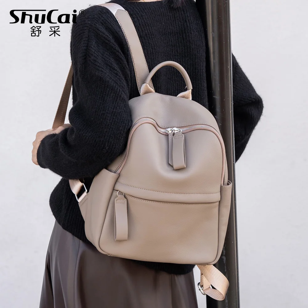 

Женские черные рюкзаки из натуральной мягкой кожи, роскошные дизайнерские брендовые сумки на плечо, женская серая сумка высокого качества, коричневый, фиолетовый, красный