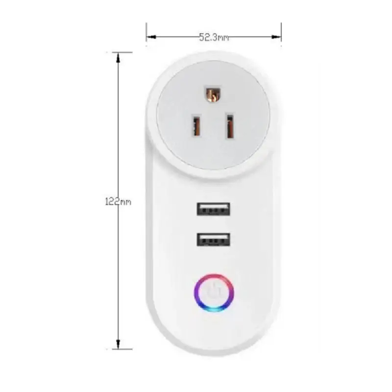 Xiaomi-Tomada de alimentação inteligente WiFi, plugue com 2 portas USB, UE, EUA, AU, Reino Unido, 16A, 110V-240V, Apple Homekit, Alexa, Google Home