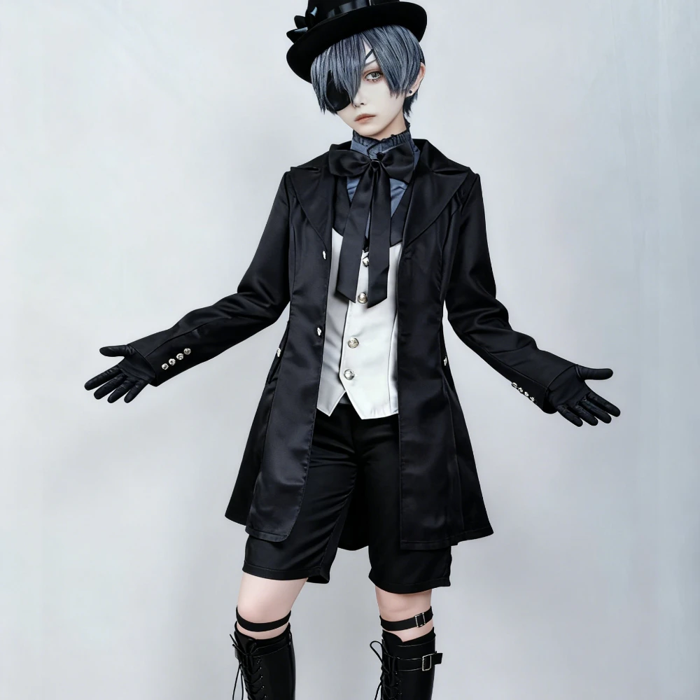 日本のアニメ黒執事シエル・ファントムハイヴコスプレ衣装トップ - Black Face Mask Pack のレビューと価格
