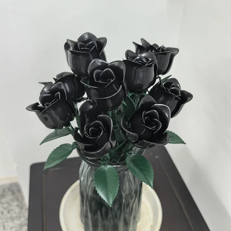 

Creative Romantic Black Rose Flower Bouquet Building Blocks Home Desk Plant Decoration Assemble Brick Toy Gift For Kid Girl Lady