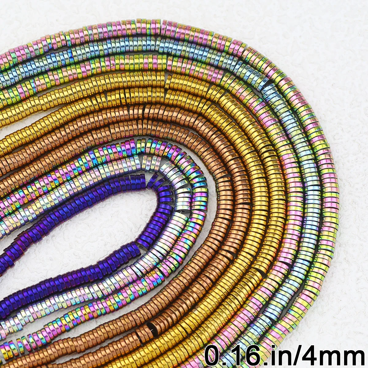Natürliche Hämatit-Abstandsperlen, 1 Strang, 4 mm, flach, rund, lose Steinperlen für DIY-Schmuckherstellung, Armbänder, Halsketten, Zubehör