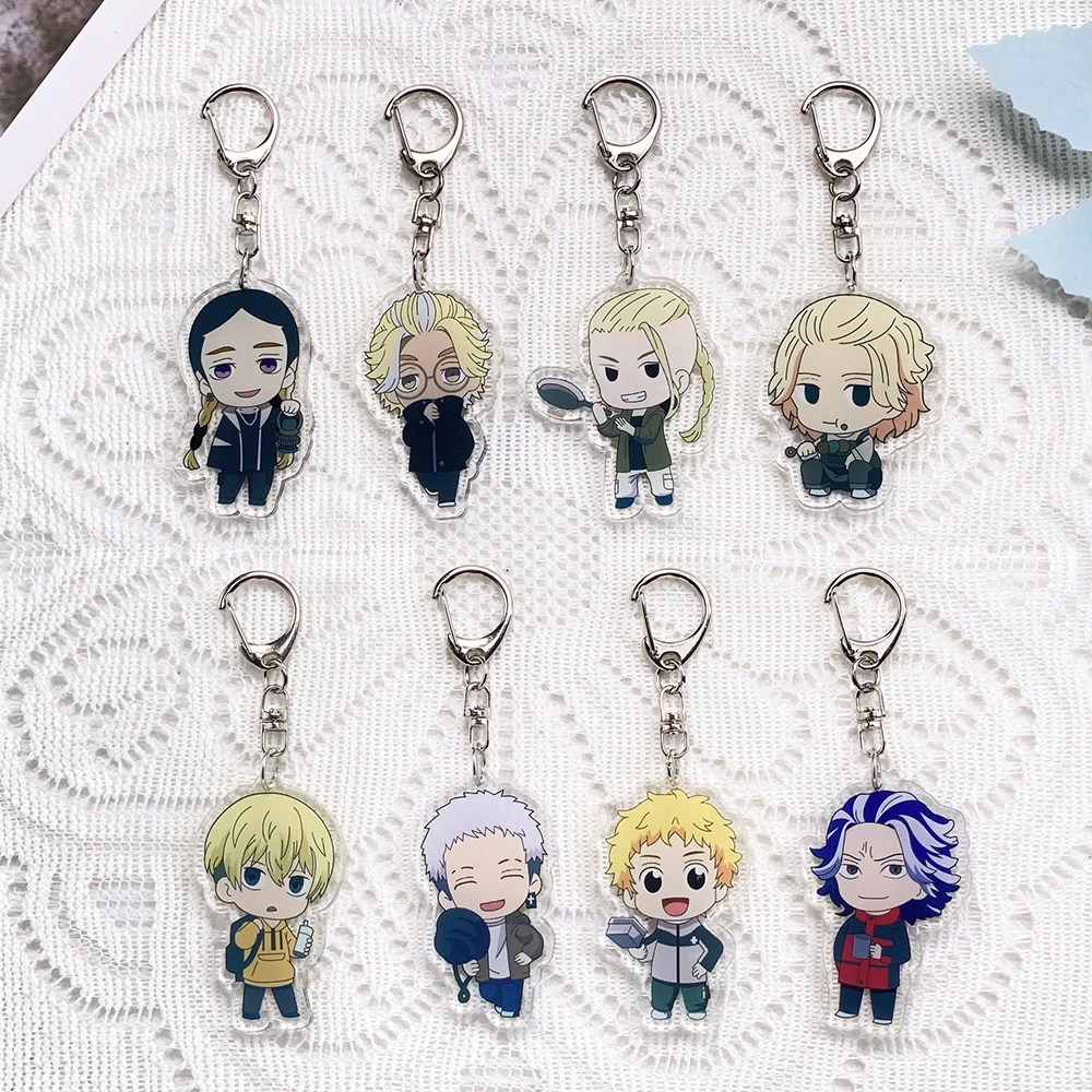 8Pcs Anime Figures Tokyo Revengers Car Keychain Acrylic Keyrings Bag Charms Backpack Pendant Funny Prop Decoration Friends Gift
