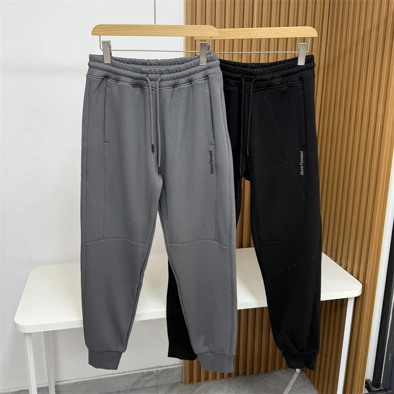 

Мужские осенне-зимние брюки на флисовой подкладке, брюки-карго с эластичной резинкой на талии, длинные прямые брюки однотонного цвета, повседневные брюки с 3D-кроем
