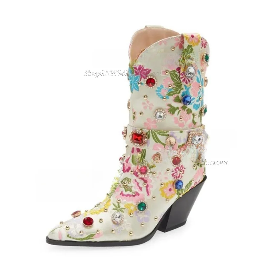 Diamenty zdobione kryształami krótkie buty ogrodowe znak wodny buty na wysokim obcasie damskie buty wygodne niskie chrapki 2023 Plus Size