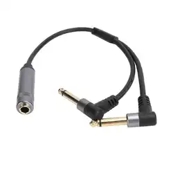 Stereo 6.35mm Female 1/4'' Jack TRS To Dual 1/4 Inch Male TS Mono 90 Degree Angle Y Splitter Insert Breakout Audio Cable