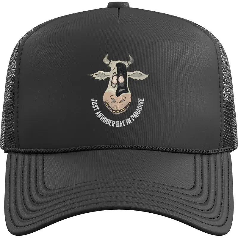 Just Anudder Day In Paradise Funny Cow Farmer Dairy Trucker Hat With Adjustable Mesh Back
