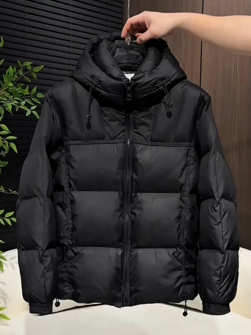 2026 New Men's Thickened Hooded Cotton Jacket Bread Style Warmth Fashionable Versatile Splicing Windproof Coat Youth Popular