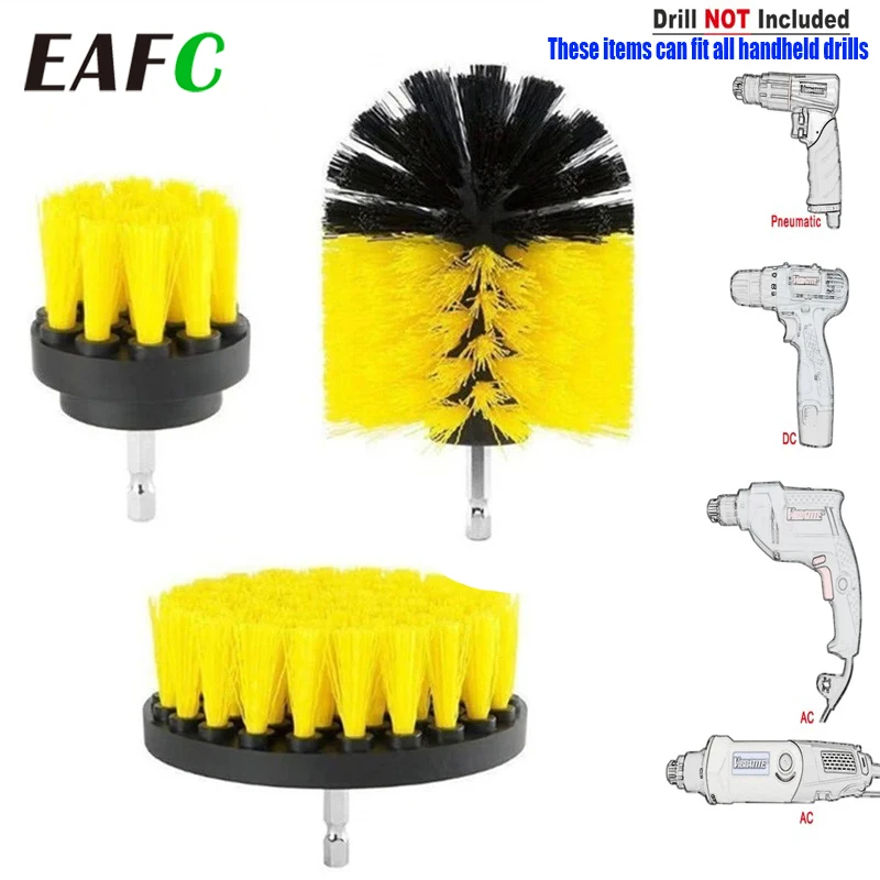 EAFC 3 szt. Elektryczna szczotka do wiertarki narzędzie do czyszczenia wymiany szczoteczki do samochodu fugowania prysznic przybory kuchenne do czyszczenia środek do pielęgnacji karoserii