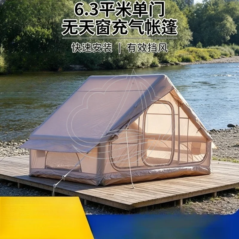 Quick Setup Inflatable Camping Tent Oxford Fabric Single Door Multi Person Portable Outdoor Travel Shelter