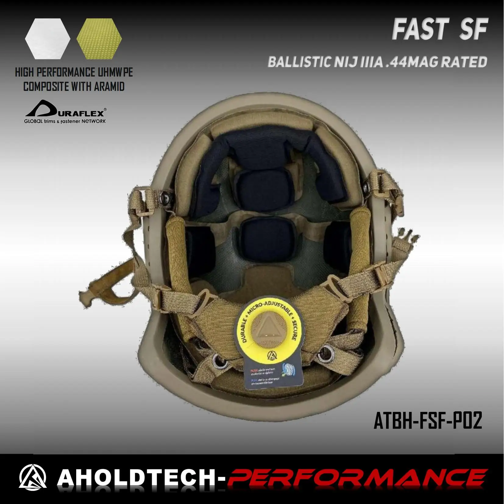 Aholdtech Performance FAST SF High Cut Aramid+PE Ballistic NIJ IIIA 3A CAM FIT Dial EPIC Liner Bulletproof Helmet