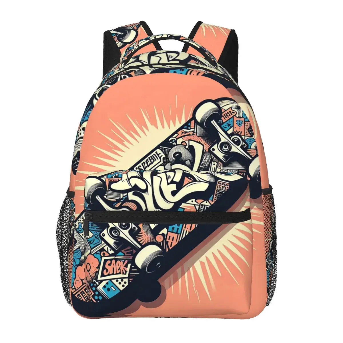 

Cartoon Skateboard Graffiti Student Backpack School Bag Hiking Travel Daypack for Boys Girls Fashion Bookbag Shoulder Bags