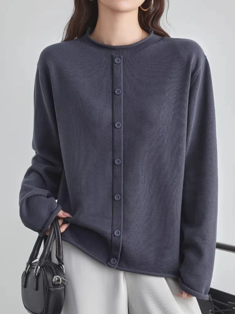 Sweter damski z dzianiny z czystej bawełny, zapinany na guziki, uniwersalny, ciepły, idealny jako warstwa bazowa.