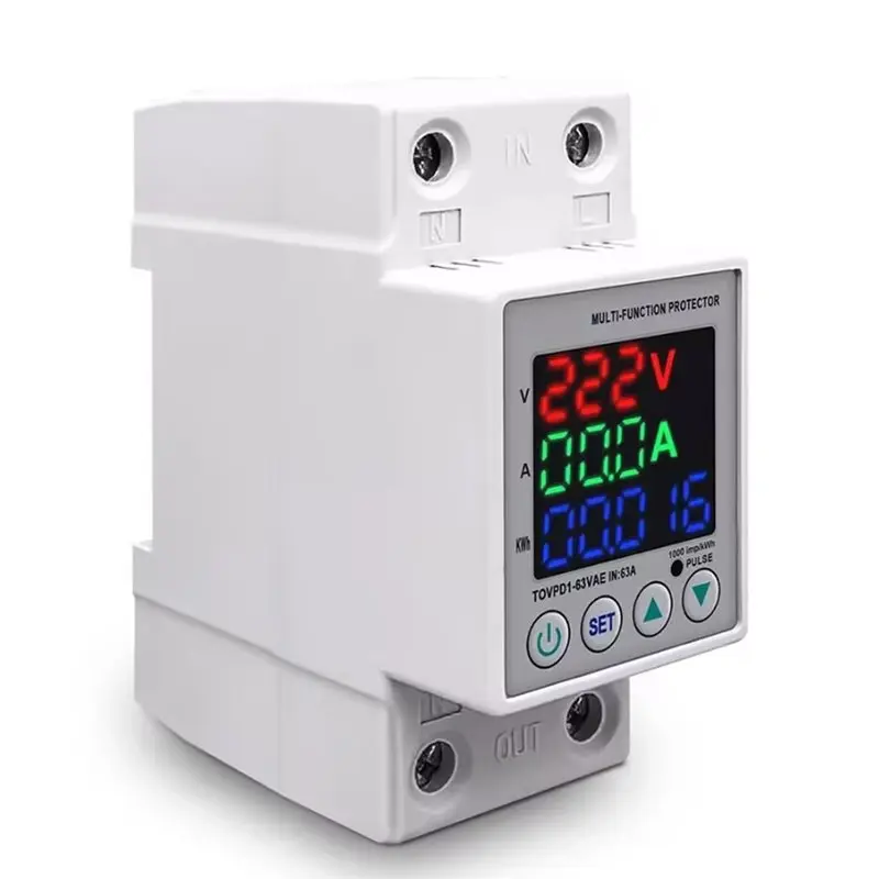 ABWR-Rail Dual Display Adjustable Under Voltage Protective Device Protector Relay 63A 230V
