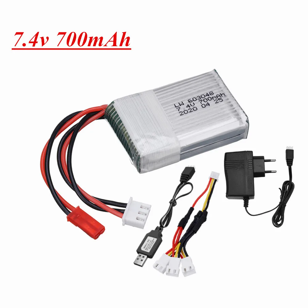 7.4V Battery For MJXRC X600 F46 X601H JXD391V aircraft 603048 7.4V 700mAh 2S Lipo battery and Charger For Remote Control toys