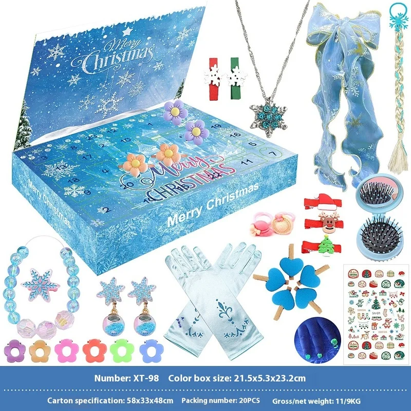 2024 ใหม่คริสต์มาสกล่องลึกลับ Advent ปฏิทินชุดเจ้าหญิง Mermaid Princess อุปกรณ์เสริม DIY ชุดสาววันหยุดคริสต์มาสของขวัญ