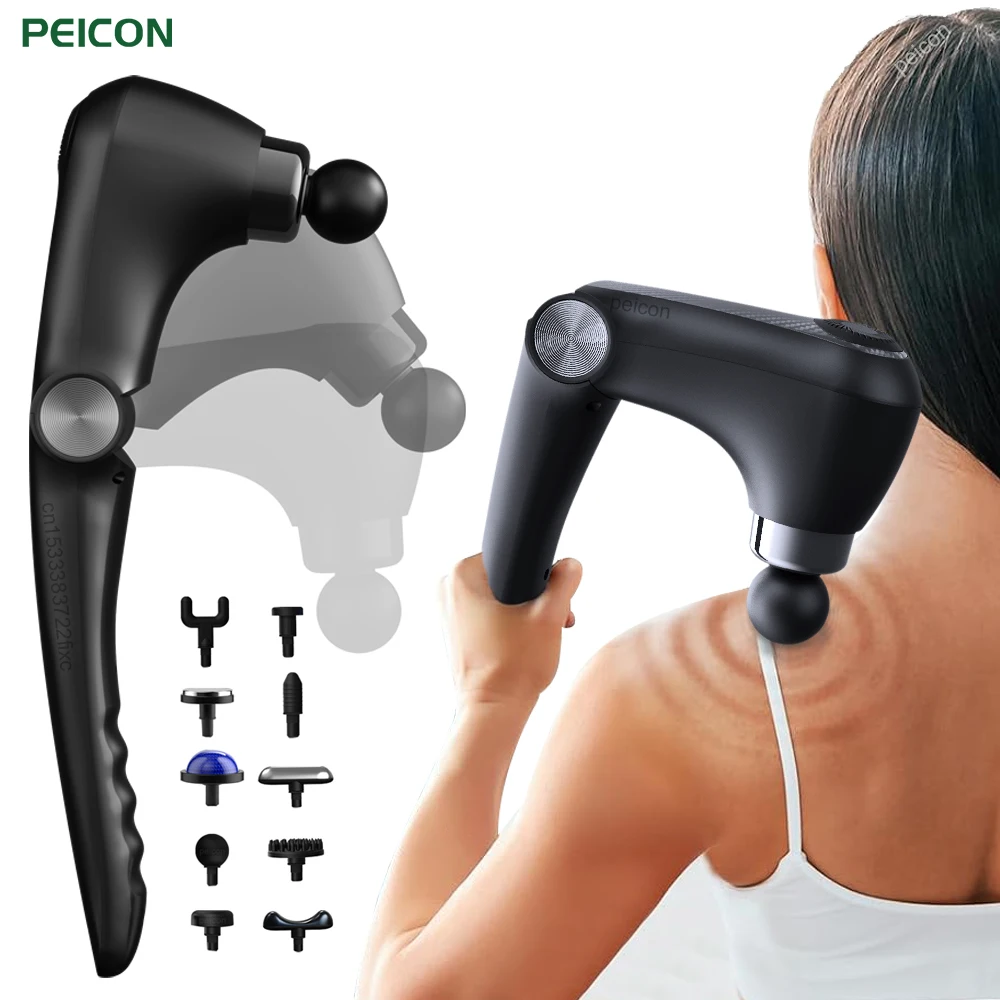 Fascia Massage Gun Shoulder Massager with Extended Handle Fascia Gun for Neck Waist Body High Frequency Electric Muscle Massager