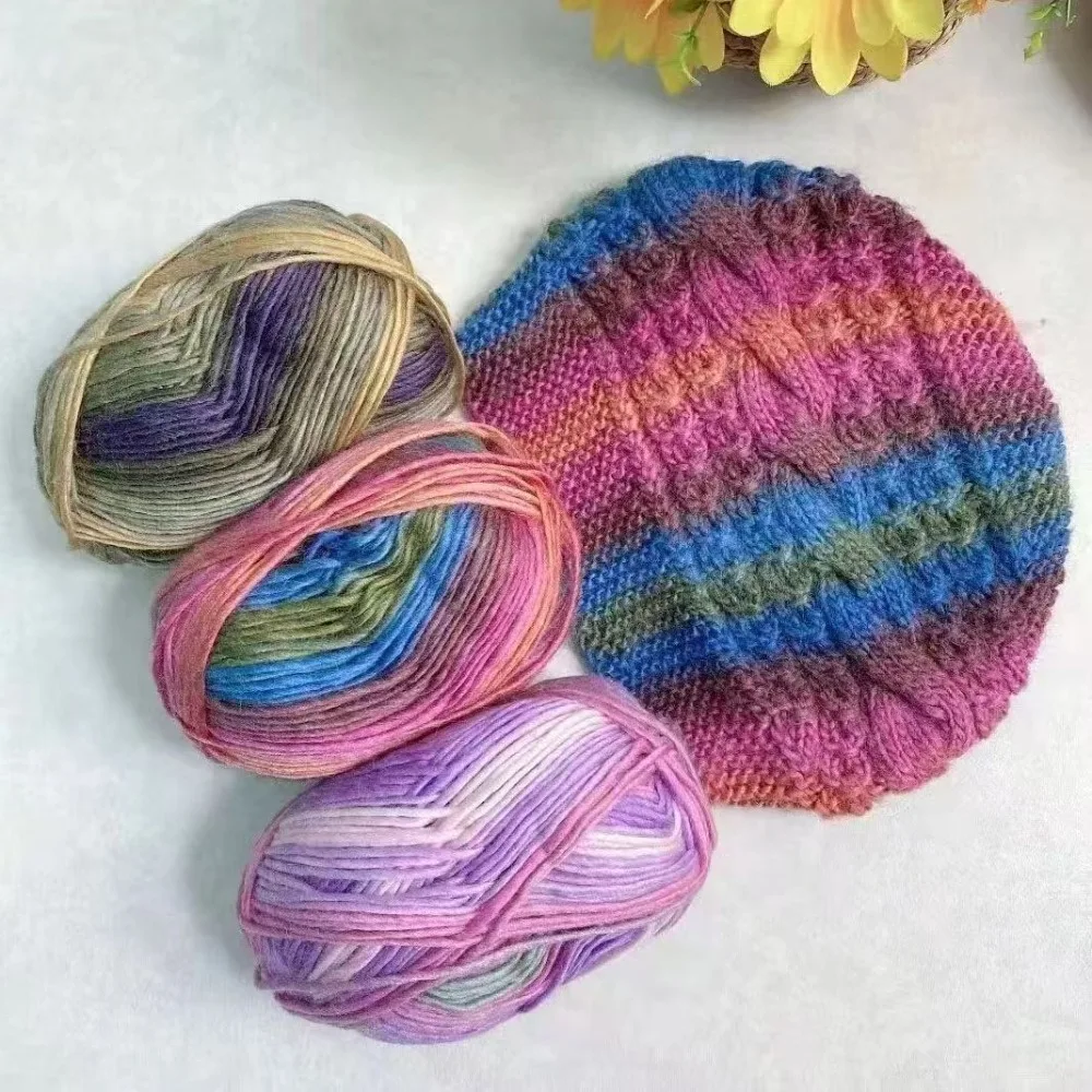 100g Musical Score Line Colorful Gradual Change Wool Thread Hand-woven Medium Thick Thread Group Scarf Shawl Irish Hat Wool