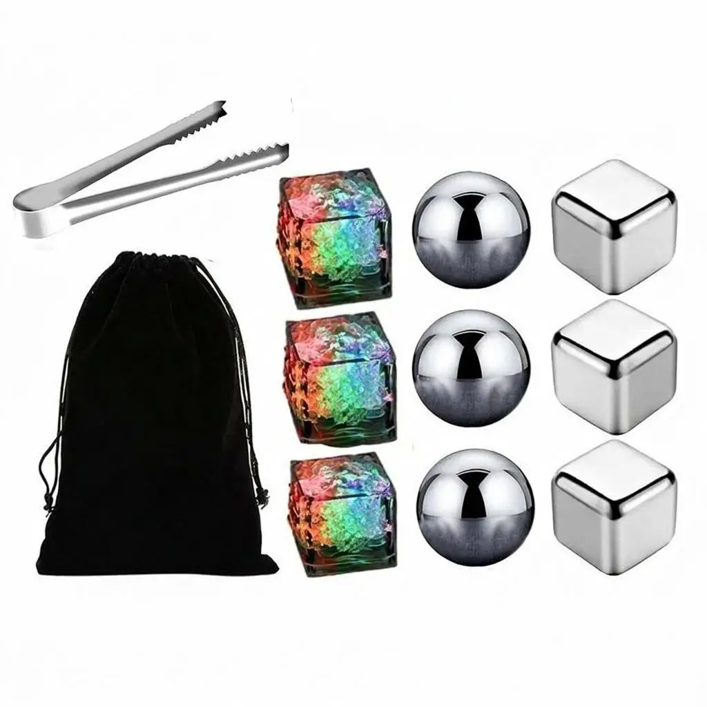 Stainless Steel Ice Cubes for Whiskey Cooling Reusable Freezer Stones for Cocktail Drink Chiller Gift