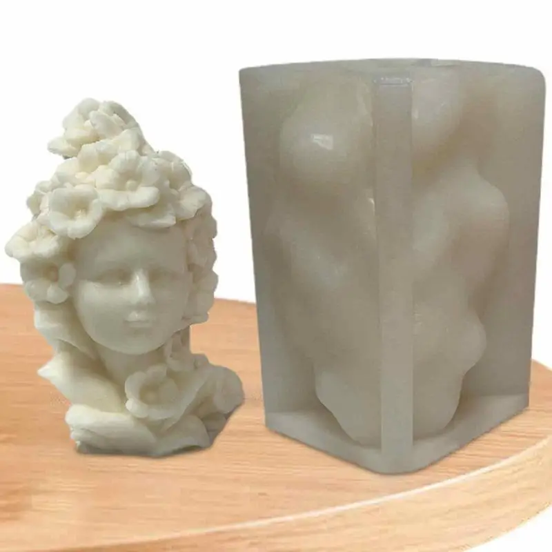 

Flower Girl Silicone Mold Portrait Mould 3D Candle Moulds Silicone Flower Girl Molds For Home Decor Baking Making Resin