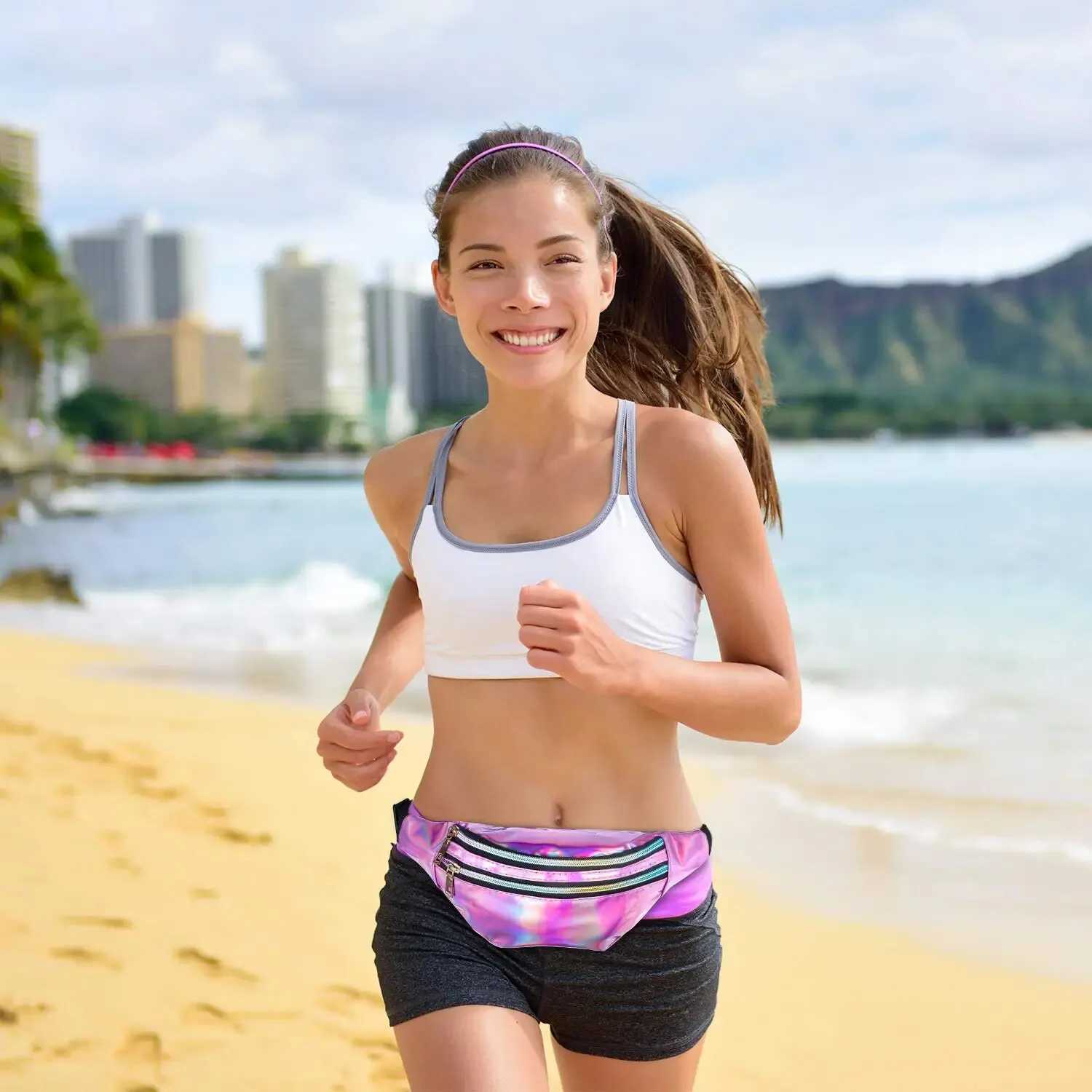 Tas Pinggang Laser Tas Selempang Holografik Fanny Pack Desainer Lucu Tas Pinggang Bum Bag Pesta Perjalanan Fashion Wanita Selempang Berkilau