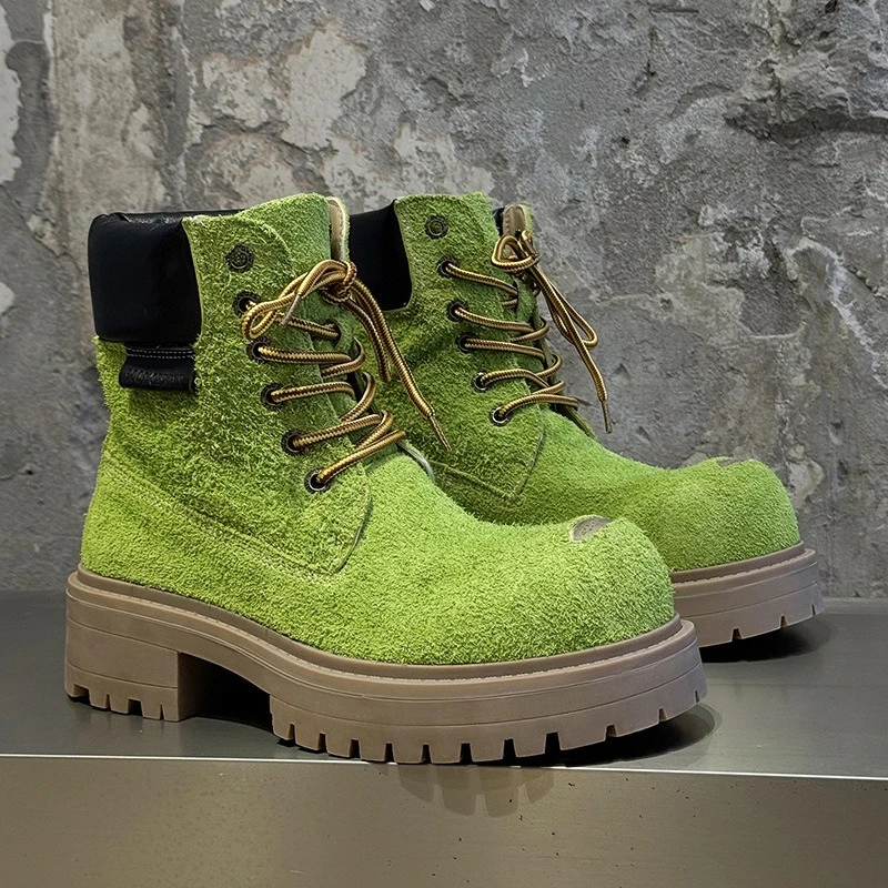 

Новинка 2024, осенние мужские ботильоны, замшевая кожаная обувь на платформе, нескользящие зимние мужские кроссовки на массивном каблуке, ботинки для верховой езды