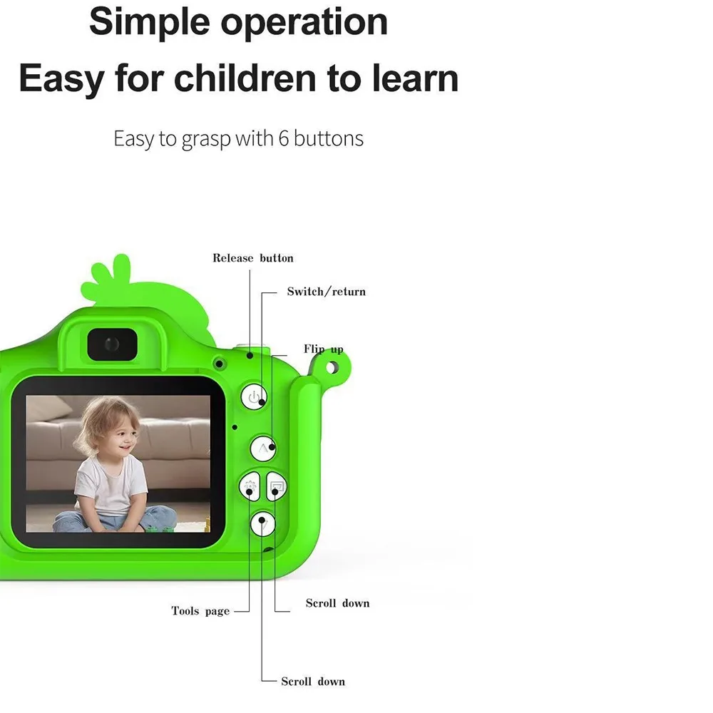 New HD 1080P 1080P Digital Camera 32GB Soft Silicone Case Dinosaur Toys Camera Dinosaur Toddler Camera for Kids