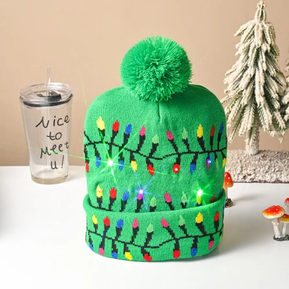 Зимний свитер, светодиодные рождественские шапки, вязаные шапки Санта-Клауса, красочный мультяшный Рождественский подарок