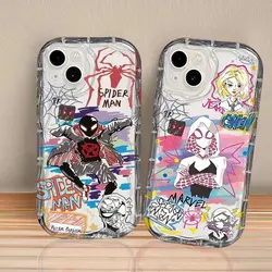 Marvel Oil Abbagliante Cool Spider-Man Cassa Del Telefono Per iphone 16 15 14 13 11 12 PRO MAX XR 8 PLUS Trasparente Anti Goccia Coppia stile Copertura