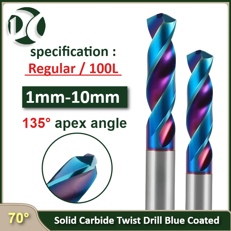 

1PCS Solid Carbide Twist Drill Blue Coated 1mm-10mm CNC machinery Tool Hard Metal Steel Drilling