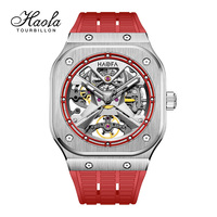 Haofa square Automatic Mechanical Sapphire Men Watch Skeleton Movement Watches For Men Luminous Luxury Watch 80 hours power 1961