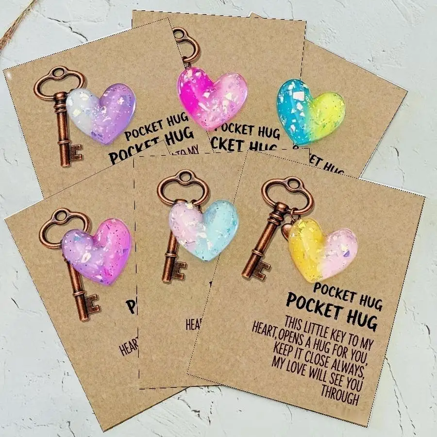 1/5/10/20/50/100pcs  Acrylic Resin Cute Heart Dog Pocket Hugs, Mini Decorative Animal Encouragement Cards for Family, Friends, a