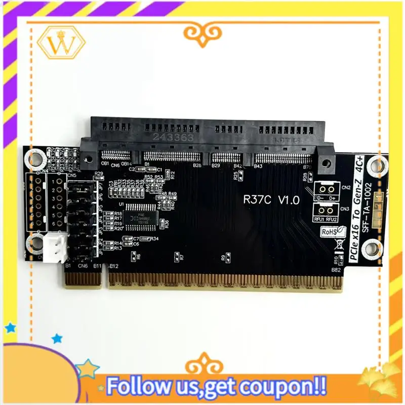 Latest-512Gbps Pcie 5.0 X16 To 4C+ Riser Card 4C+ Expansion Testing Protection Adapter Card EDSFF Server GEN5 16X Extender