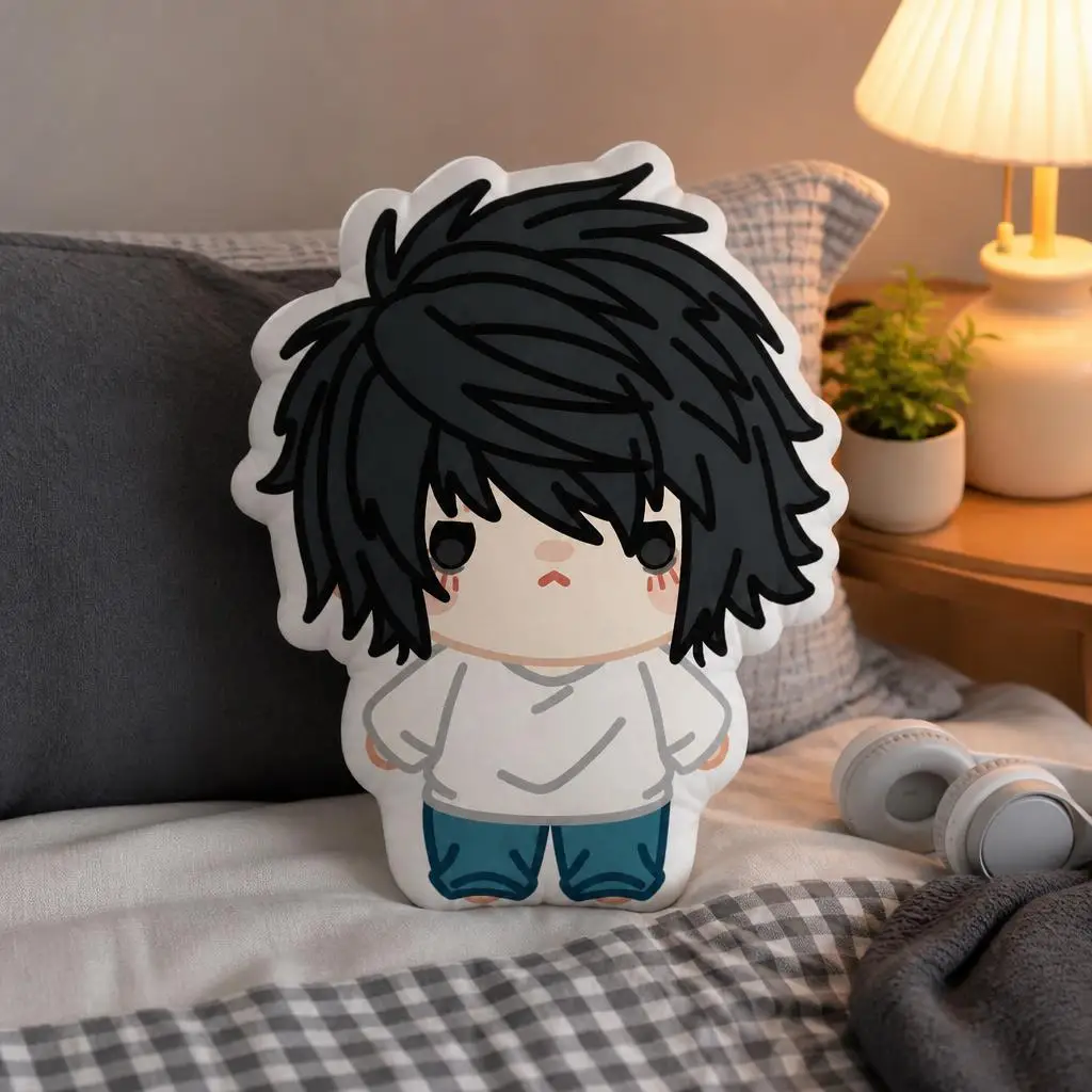 L Lawliet Anime Chibi Deaths Notes Plush Pillow Cushion Irregular Stuffed Throw Pillow Home Decor Gift Sofa Bed Couch