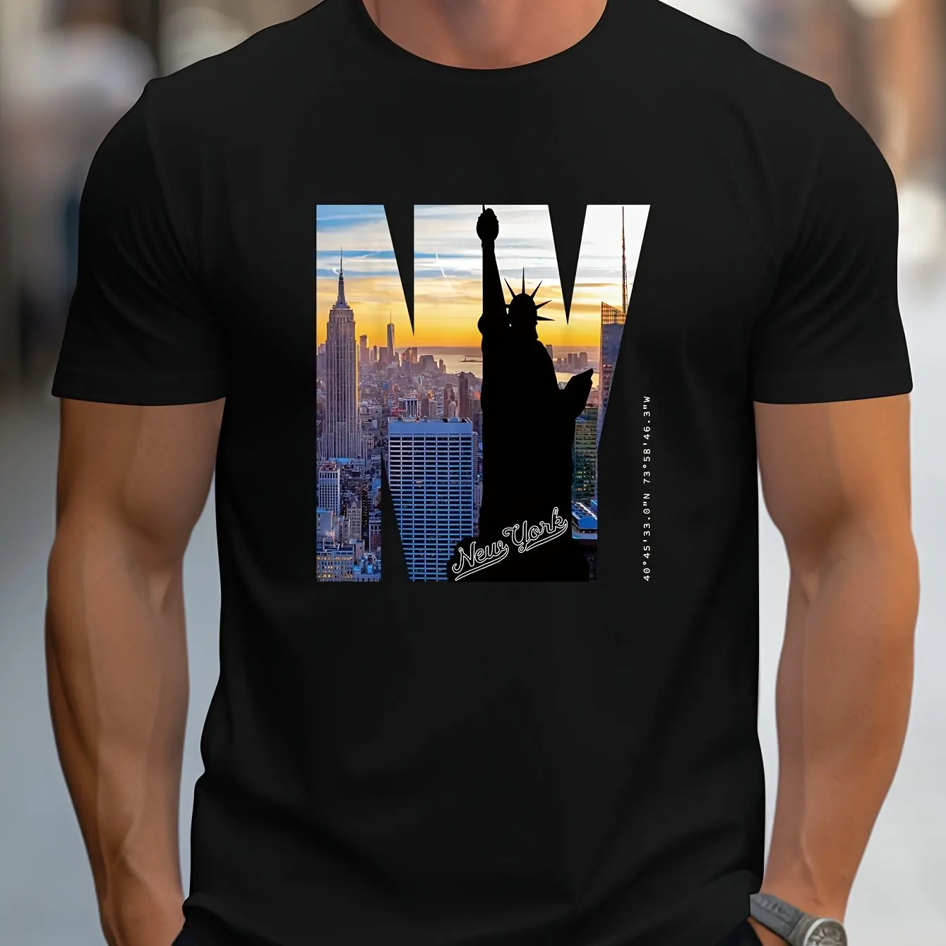 

Men's Statue of Liberty T-shirt paired simple and fashionable tennis breathable fitness short sleeved men's badminton sportswear