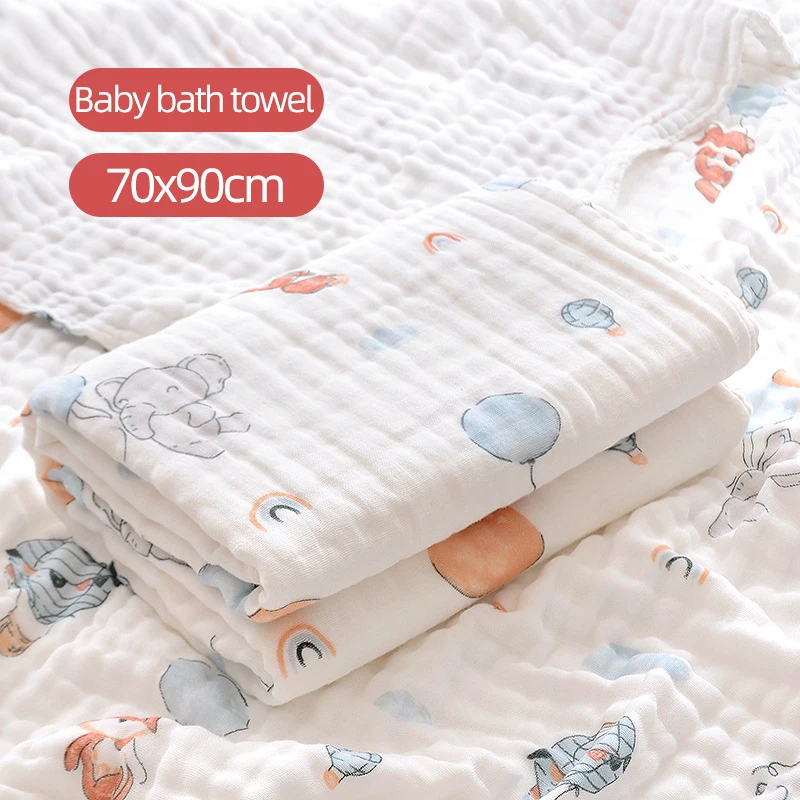 Cotton Gauze Children's Bath Towel Newborn Super Soft Absorbent Bath Towel Can Be Use Blanket 70X90cm