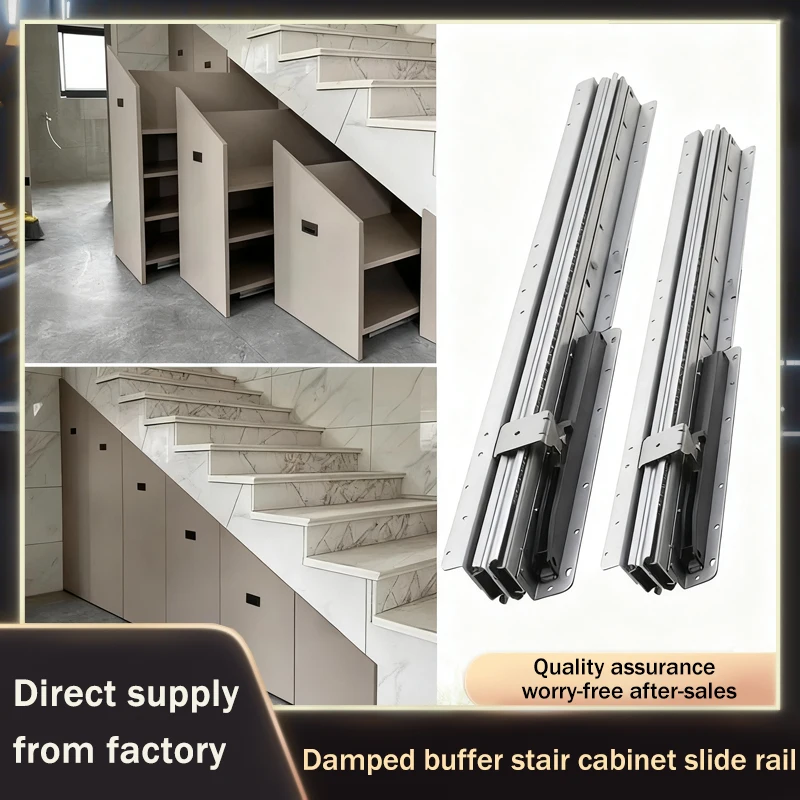 

Summit Heavy Duty Three Section Bottom Mount Telescopic Damping Drawer Slide Rail For Under Stair Storage Shoe Cabinet Pull Out